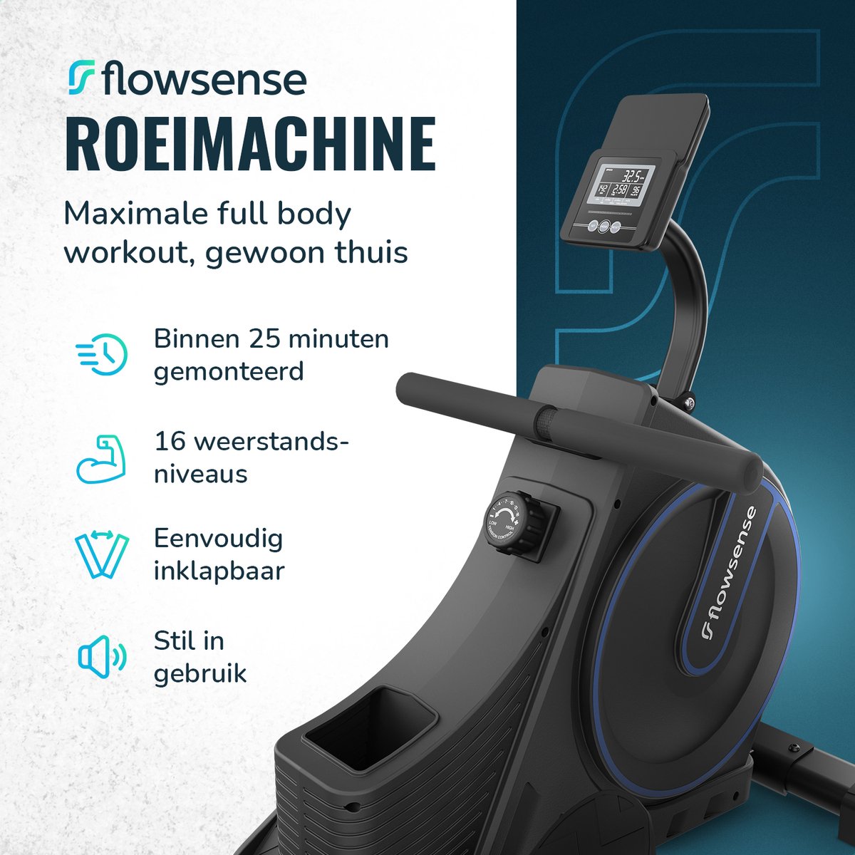 Rameur - 16 niveaux de résistance - Écran LCD - PRE-ORDER