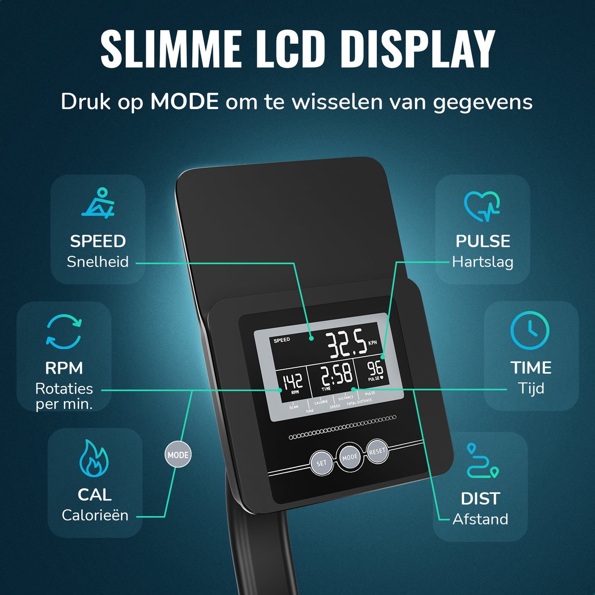 Rameur - 16 niveaux de résistance - Écran LCD - PRE-ORDER