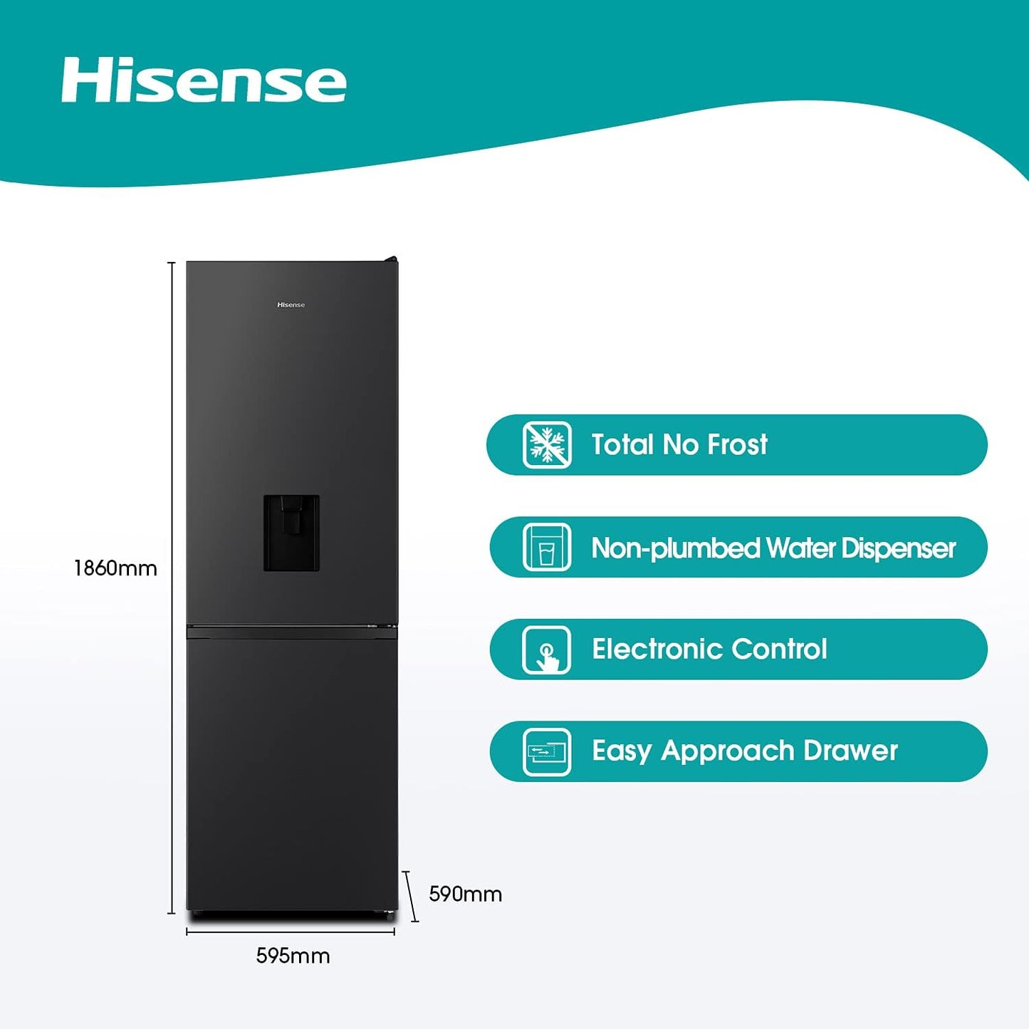 HISENSE Réfrigérateur combiné RB390N4WBE- 304 L